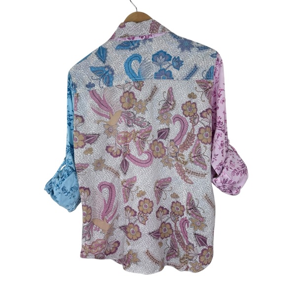 Cino Flying Peacock Floral Paisley Button Down‎ Shirt L - Picture 3 of 10